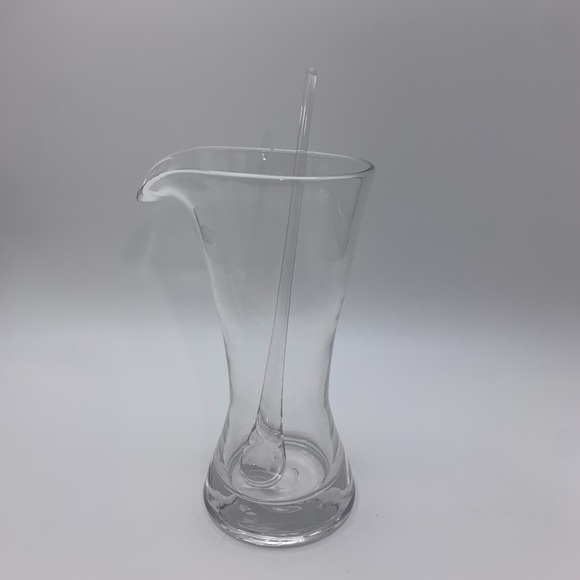 Hand Blown Vtg.Crystal Glass Martini Cocktail Juice Pitcher With Stirrer 24 Oz - Picture 16 of 16